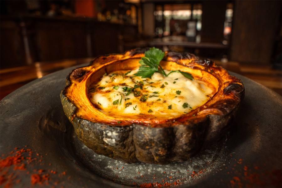 Stuffed squash au gratin